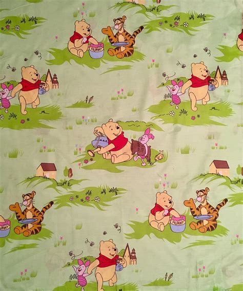 Disney Classic Winnie The Pooh Tan Fabric Pooh Bear Toile Fabric