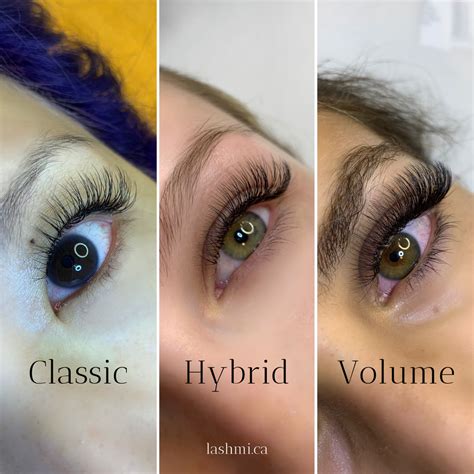 Classic v hybrid lashes. Along with their relatively low price, classic lash sets create very natural looking designs.Volume lashes are numerous lash extensions that are much more dramatic in appearance. Their designs range from 2D to 20D and can be a bit more expensive. Hybrid lashes are a blend of classic and volume lashes. The hybrid technique can create unique ... 