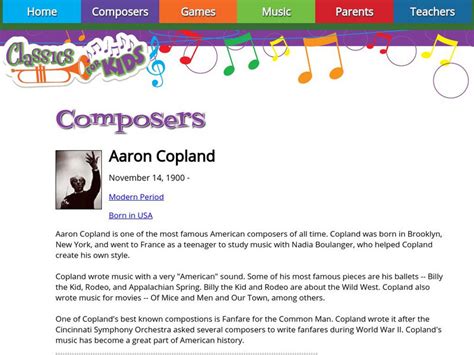 Classics for kids aaron copland