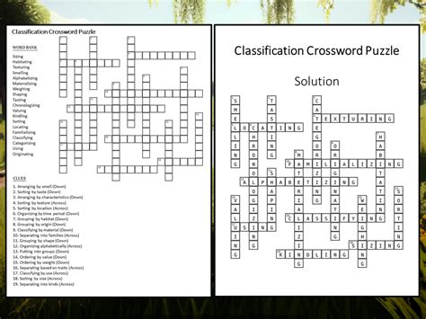 Classification crossword clue – …