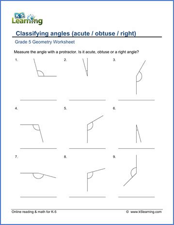 Classify And Measure Angles Worksheets K5 Learning