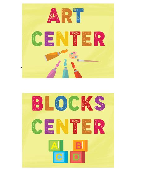 Classroom Center Signs Free Printable