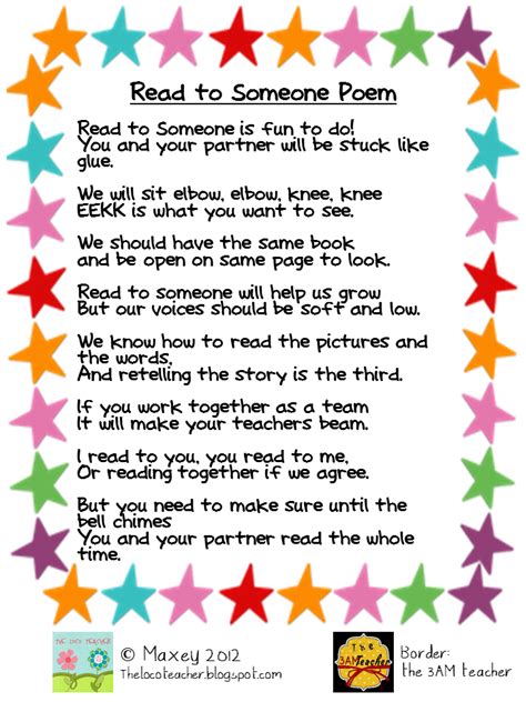 Classroom Freebies Read to Someone Poem