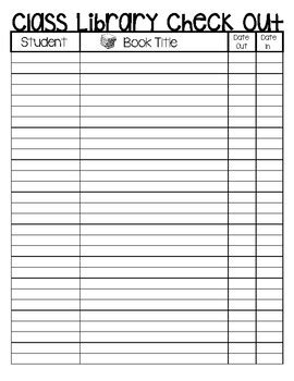 Classroom Library Checkout Sheet By Awesome Language Arts Tpt