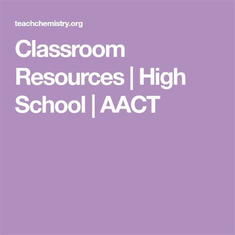 Classroom Resources High School AACT