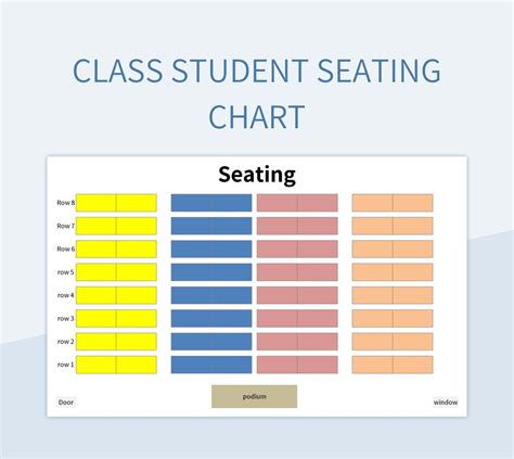 Classroom Seating Chart Template Google Sheets, Excel