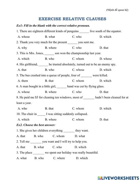 Clauses Exercises - BYJU