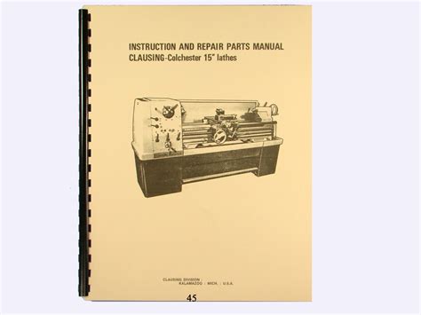 Clausing colchester 15 lathe instruction repair parts list manual. - Service manual for 2009 xvs 950.
