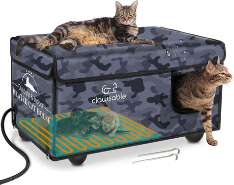 Clawsable. Elevate Your Cat's Outdoor Comfort and Protection Introducing the Clawsable Dual Access Outdoor Heated Cat House, designed to redefine your feline companion's outdoor experience. Our innovative features combine to create an unparalleled haven of warmth, security, and convenience. Key Features One access point serves as. 