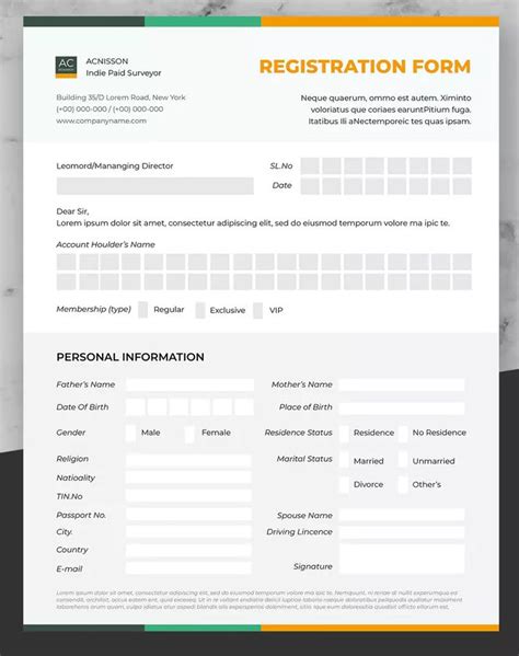 Clean Registration Form Template InDesign INDD US Letter Size