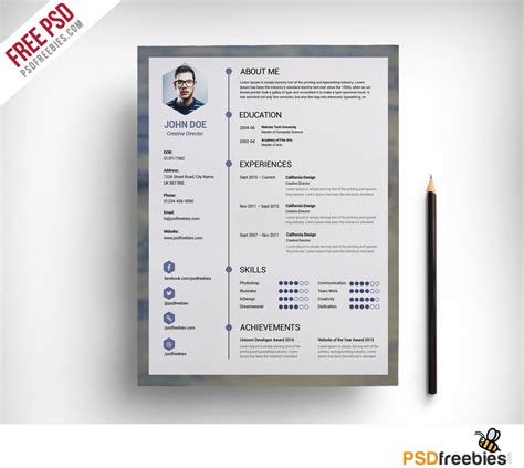 Clean Resume Template Free PSD Download PSD