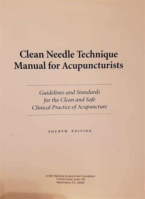 Clean needle technique manual for acupuncturists by national acupuncture foundation. - Suzuki burgman 150 manuale di riparazione.