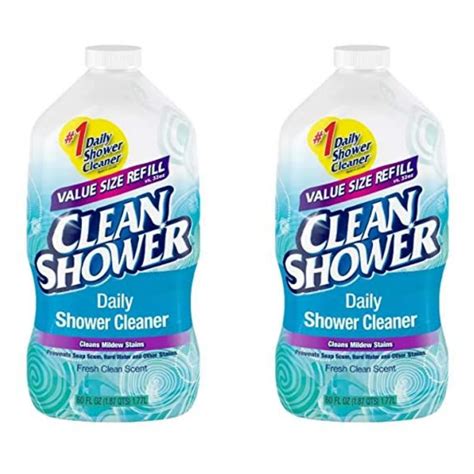 Clean shower daily shower cleaner. Contains (2) 28 ounce bottles of daily shower cleaning spray ; Daily shower spray made with plant-based cleaning power. Cleans without having to rinse. Biodegradable formula dissolves and prevents soap scum. Works on showers, tile, fixtures, glass and tubs. Cruelty free. Tested by people, not on animals. 