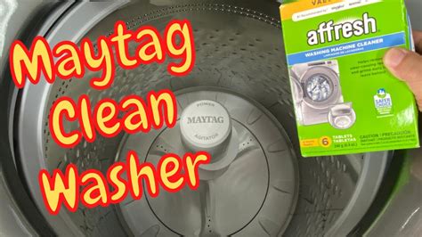 Clean washer with affresh maytag. Check your Owner's Manual for model-specific cleaning instructions or use Maytag Product Help if you have a Maytag ® washer. If cleaning the drain pump filter doesn't fix the problem, read on for additional troubleshooting steps. ... Maytag recommends affresh ® washing machine cleaner tablets 1, but you can use common household items as well. 