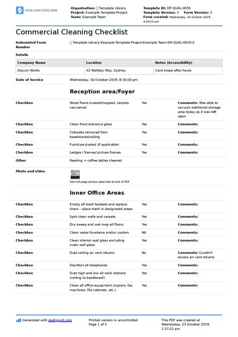 Cleaning Business Checklist Template