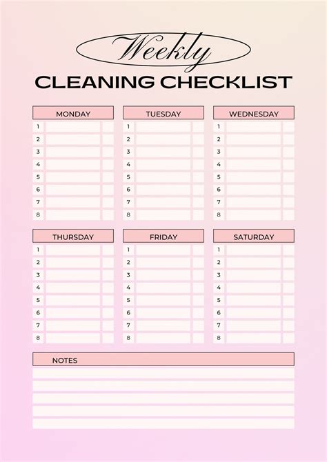 Cleaning Checklist Template Word Collection