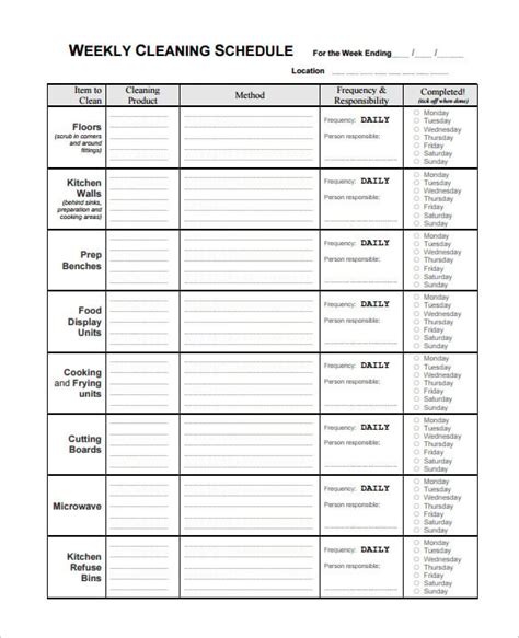 Cleaning Schedule Template 25+ Free Sample, Example Format Download!