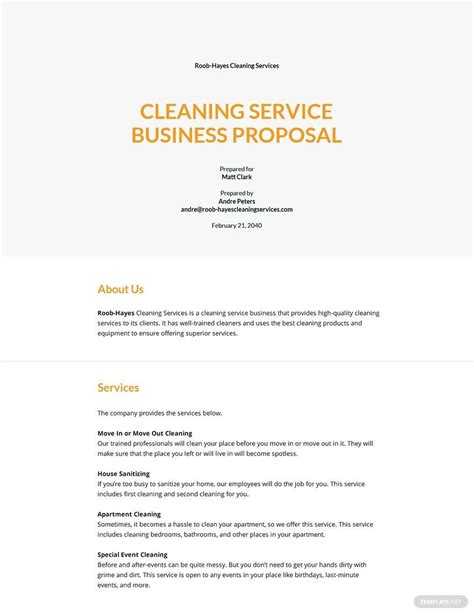 Cleaning Service Proposal Template in Word, Pages, Google Docs