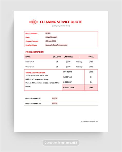 Cleaning Service Quotation Sample Free Quote Template Excel invoice