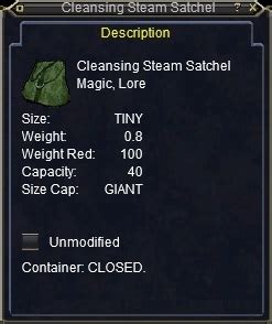 Cleansing Steam Satchel - EQ Resource - The Resource …