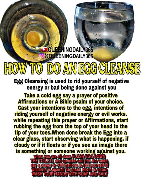 Cleansing with an egg meaning. The guardians use a process known as an egg cleansing, and it is standard magic for those in the know. ... If the egg white forms a webbing pattern or mesh, it could mean something entrapping a ... 