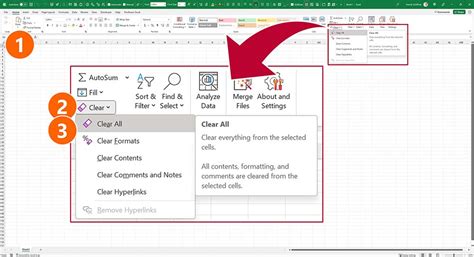 Clear all formatting excel
