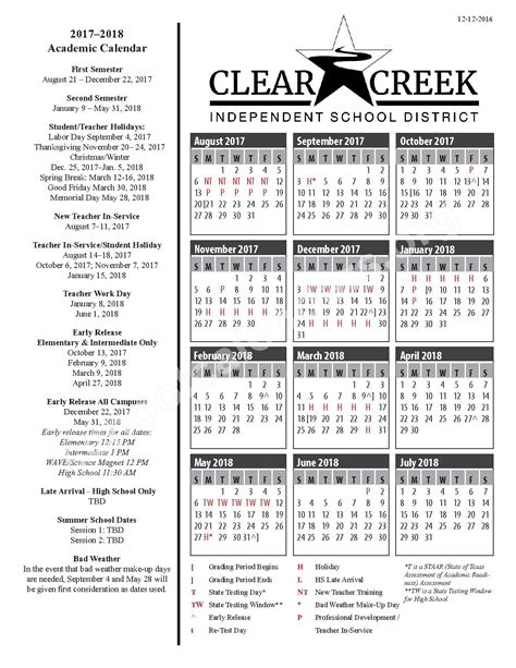 Clear creek isd calendar. Download a school calendar from here and start the process of planning your school work. Work Planning is important in order to keep yourself more organized and focused. On this page, you can see the school calendar of the Clear Creek Independent School District for this academic year 2023-2024. 