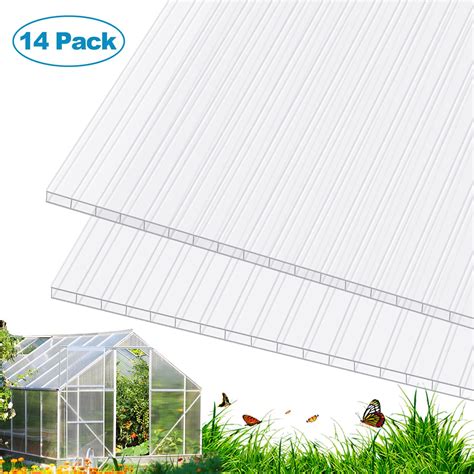 Clear polycarbonate sheet for greenhouse.  Features Overview 14 Pack Polycarbonate Gr...
