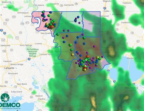 Cleco Power Outage Map. Demco Power Outage Map. More than 1 million people in Louisiana are without power Monday after Hurricane Ida tore through the state. See the outage maps here.. 