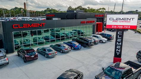Clement pre owned. 3621 Veterans Memorial Pkwy, St. Charles, Missouri 63303. Directions. Sales: (636) 242-5504. Contact Dealership. 4.2. 117 Reviews. Write a review. Visit Dealership Website. Welcome to Clement Pre-Owned (St. Charles); your home for the best prices possible on an ample selection of outstanding used cars, trucks, and sport utility vehicles (SUVs). 