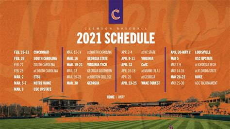 Clemson Baseball 2023 Schedule