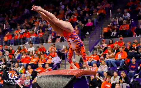 Clemson gymnastics. Jan 22, 2024 · Clemson Gymnastics team achieves season highs and secures victory in their first ACC meet against Pitt, maintaining a perfect 2-0 record. Strong attendance at Clemson Gymnastics meets leads to sold-out shows and community support, with hopes of inspiring other major gymnastics programs. 