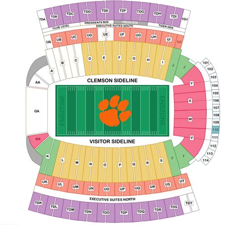 Clemson Memorial Stadium Seating Maps. SeatGeek is known for its best-in-class interactive maps that make finding the perfect seat simple. Our “View from Seat” previews allow fans to see what their view at Clemson Memorial Stadium will look like before making a purchase, which takes the guesswork out of buying tickets. .... 