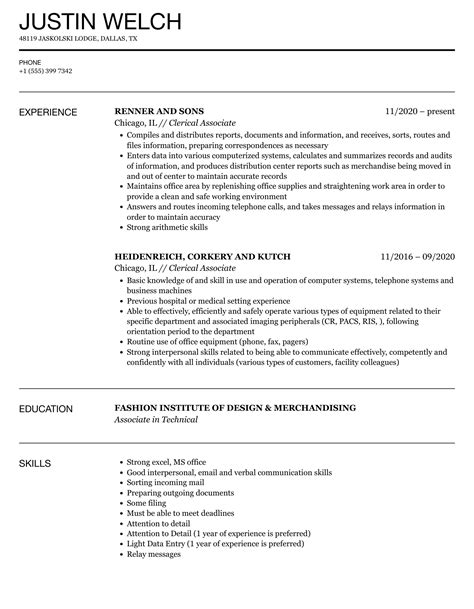 Clerical Associate Resume Examples & Samples for 2024 - JobHero