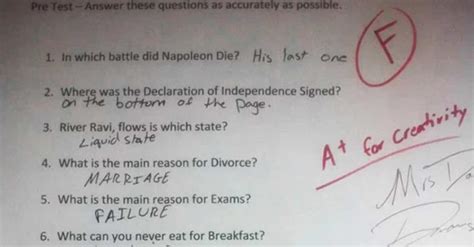 Clever Answers To Test Questions