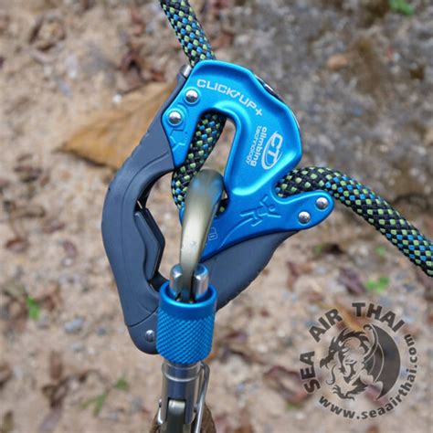 Click up belay device.  For lowering, the game is even easier: a slight pr...