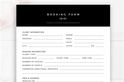 Client Booking Form for Photographer Creative Templates