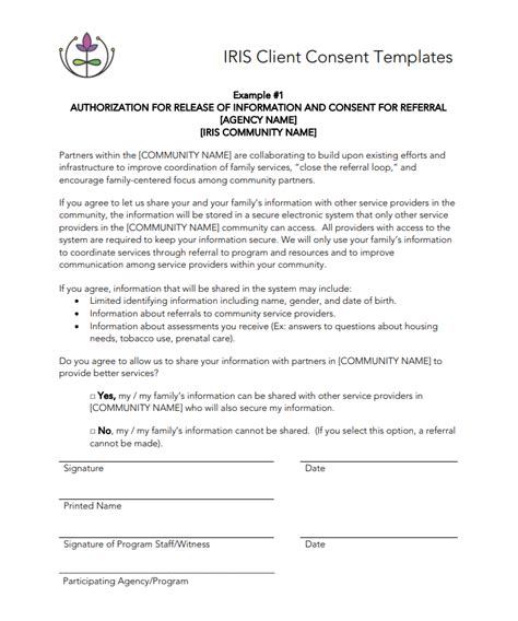 Client Consent Template Connect with IRIS