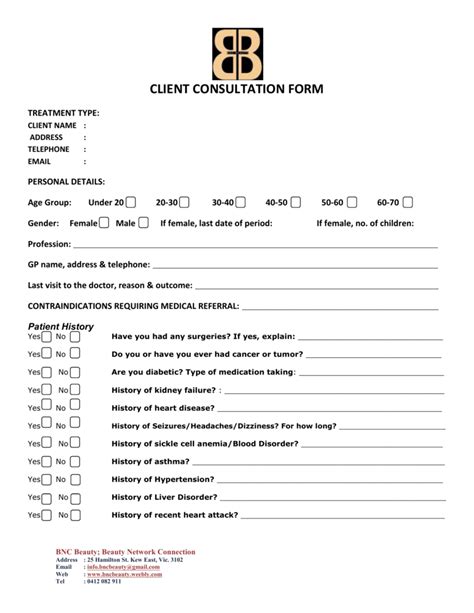 Client Consultation Form & Example Free PDF Download