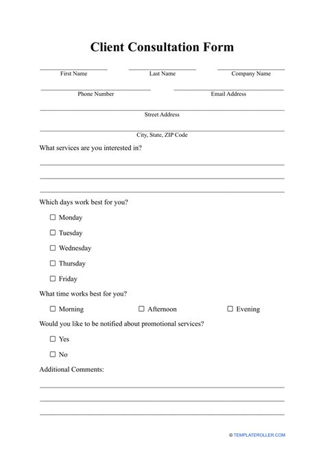Client Consultation Form Fill Out and Sign Printable PDF Template