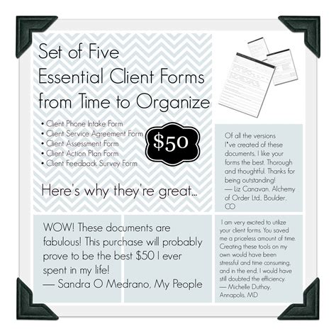 Client Forms for Professional Organizers Time to Organize Contract