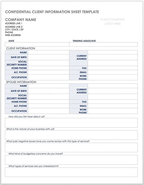 Client Information Sheet Template Word HQ Template Documents