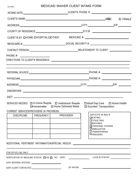 Client Intake Form Template Template Business
