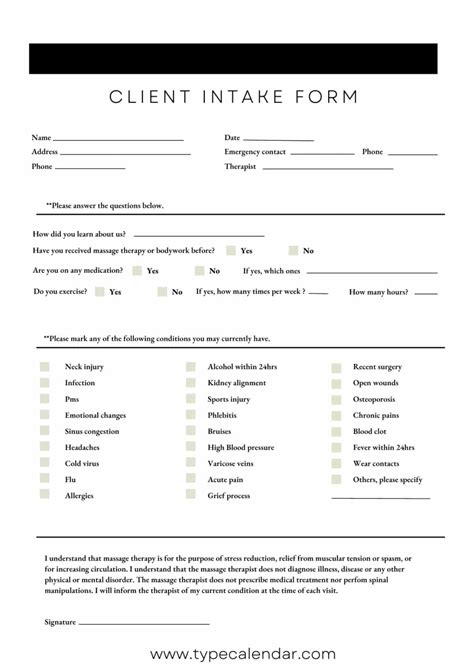 Client Intake Form Template Word Collection