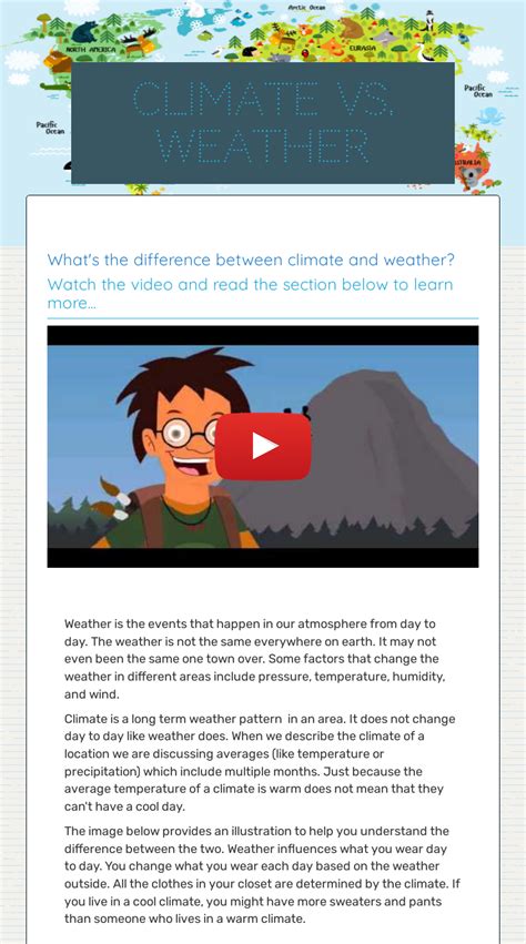 Climate vs. Weather Interactive Worksheet by Jessica Trent Wizer.me