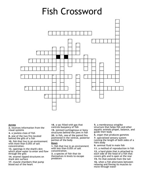 Clinging fish crossword clue. The Crossword Solver found 30 answers to "Shellfish that clings to rocks (6)", 6 letters crossword clue. The Crossword Solver finds answers to classic crosswords and cryptic crossword puzzles. Enter the length or pattern for better results. Click the answer to find similar crossword clues . Enter a Crossword Clue. 