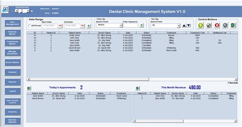 Clinic management system excel. .  ...