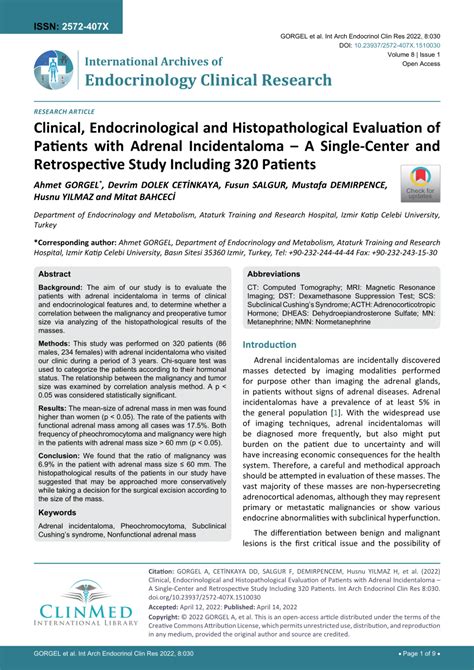 Clinical, Endocrinological and Histopathological Evaluation of …