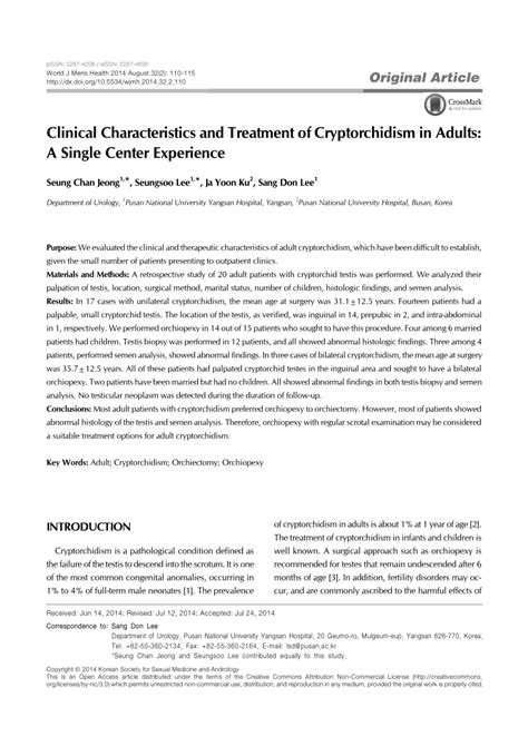 Clinical Characteristics and Treatment of Cryptorchidism in Adults: …