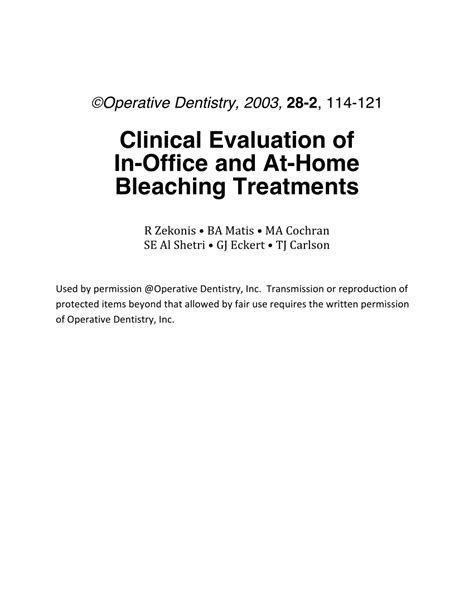 Clinical Evaluation of In-Office and At-Home Bleaching Treatments